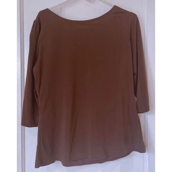 Chocolate, brown, sequin, three-quarter sleeve top - Picture 3 of 8